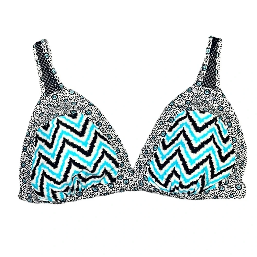 Swimsuits for All Bikini Top Swim Tie Dye Floral Mesh 18 New